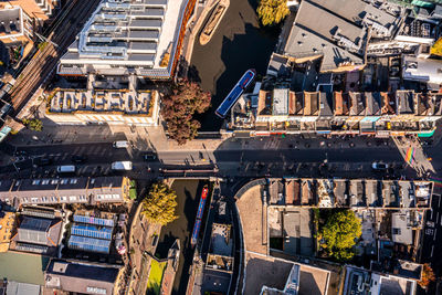 Aerial view of the camden lock market in london, united kingdom.