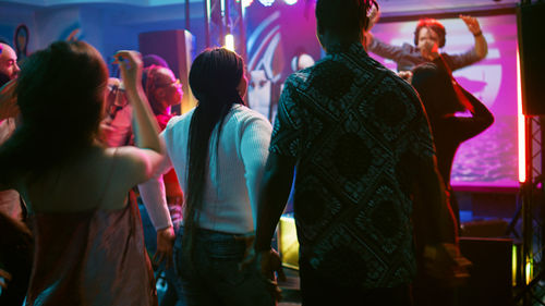 Rear view of people in temple