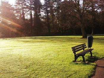 Empty bench in park