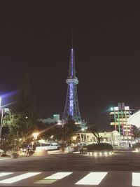 View of illuminated city at night