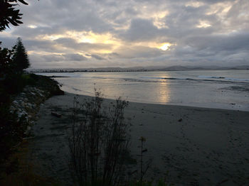 Scenic view of sea against sky at sunset