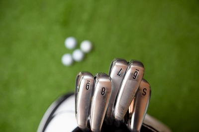 High angle view of ball on grass