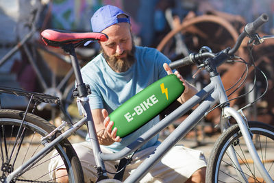 Man riding bicycle