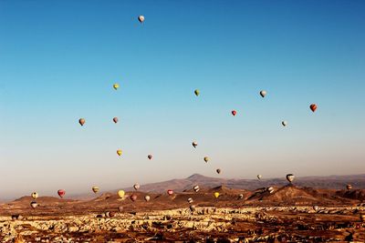 Hot air balloons flying in sky