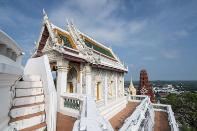 Low angle view of temple building against sky