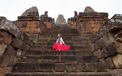 View of woman against temple