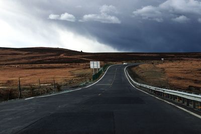 Empty road along landscape