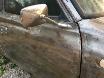 High angle view of rusty car