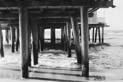 Wooden pier on sea shore