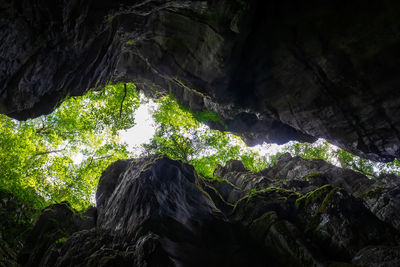 Low angle view of rock formation in cave