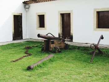 Built structure on grassy field