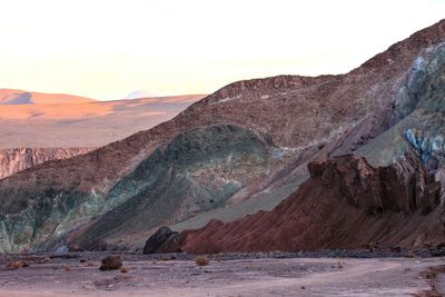 Scenic view of mountains against sky during sunset