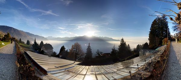 Scenic view of river against sky during sunset