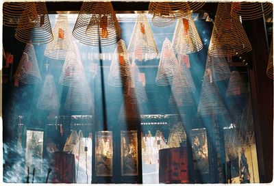 Full frame shot of window hanging in store