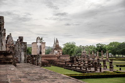 Exterior of temple against building