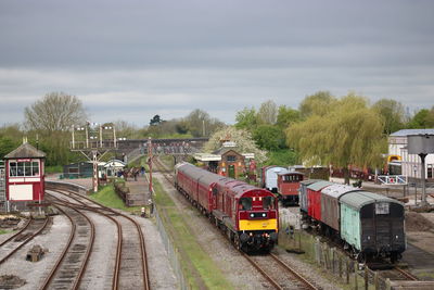 A heritage charter train is seen at a railway centre in buckinghamshire