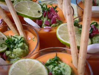 High angle view of meal served in bowl