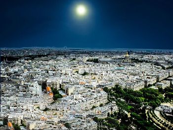 Aerial view of illuminated cityscape at night