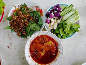 High angle view of salad in bowl