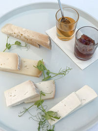 High angle view of food on table