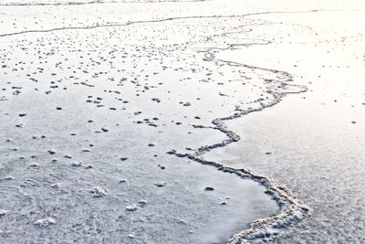 High angle view of snow on land