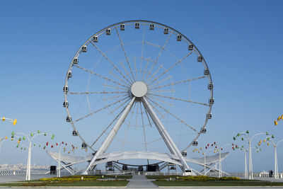 Ferris wheel against clear blue sky