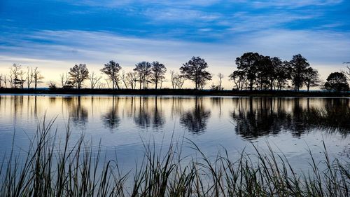 Scenic view of lake against sky