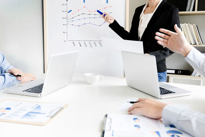 Midsection of woman working on table