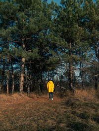 Rear view of man standing on field