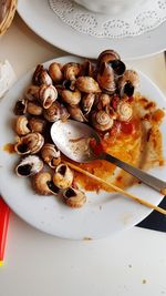 High angle view of meal served in plate