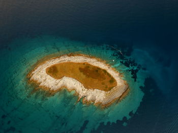 High angle view of sand on beach