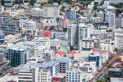 High angle view of buildings in city