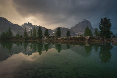 Scenic view of lake against sky