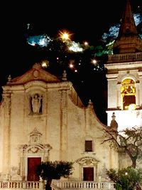 Low angle view of church at night