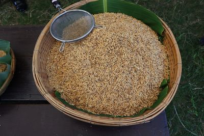 High angle view of food in bowl