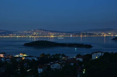 Illuminated city at night