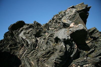 Low angle view of rock against sky