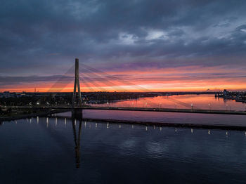 Bridge over river daugava in riga, latvia