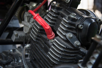 Close-up of motorcycle engine