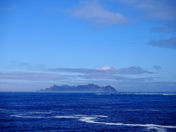 Scenic view of sea against blue sky