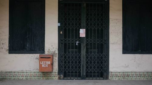 Letter box on closed door