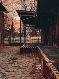 Empty footpath by building