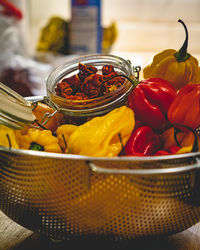Close-up of fruits in container