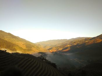 Scenic view of mountains against clear sky