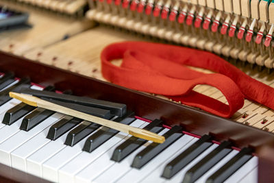 Close-up of piano keys