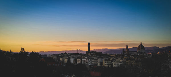 Silhouette of buildings against sky during sunset