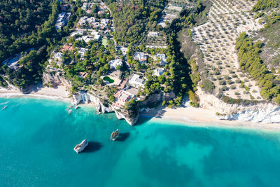 High angle view of people on beach