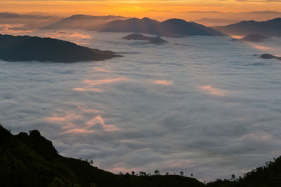 Scenic view of sea against sky during sunset