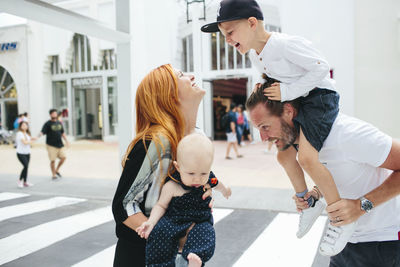 People on street in city