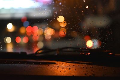 Close-up of wet car windshield